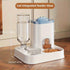 Automatic Pet Feeder and Water Dispenser Combo, 7-Day Capacity for Cats and Small Dogs, Self-Refilling Water Bowl with Gravity Flow, No Battery Needed, Modern White Design with Sturdy Base (Blue)