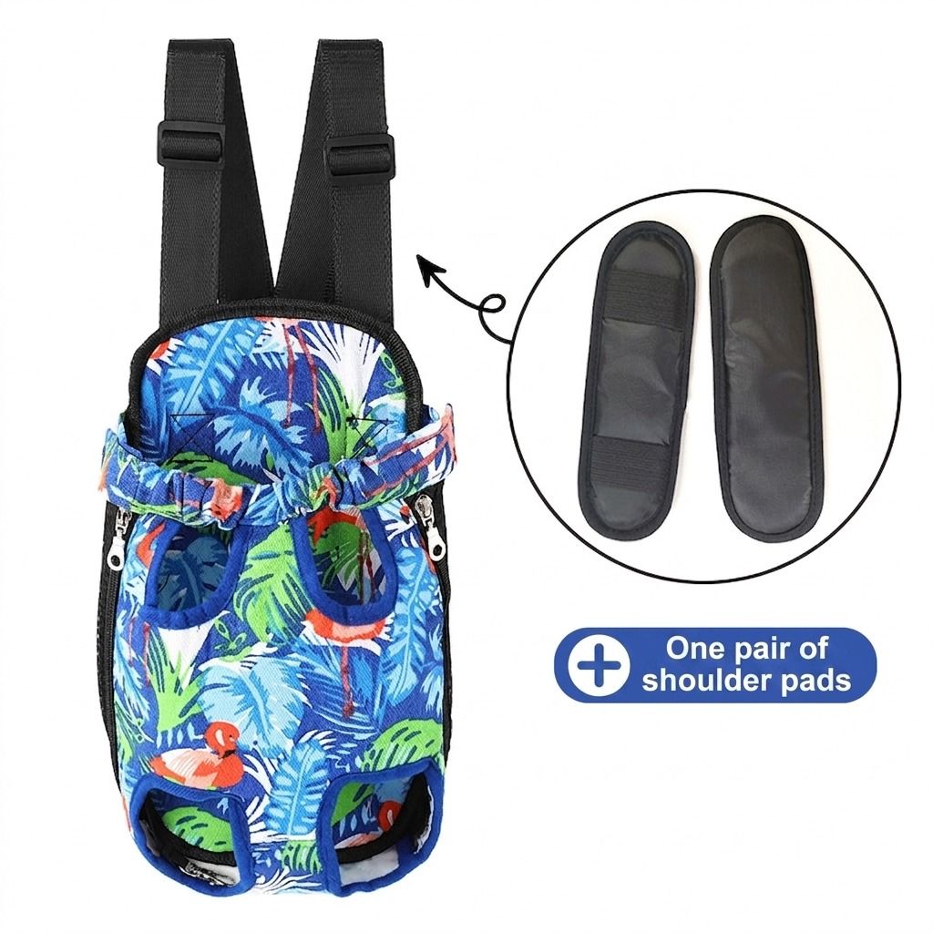 Portable Pet Front Chest Backpack for Small Dogs and Cats – Hands-Free Travel Carrier with Adjustable Straps, Breathable Mesh, and Padded Shoulder Pads for Comfortable Outdoor Adventures (M, Blue)