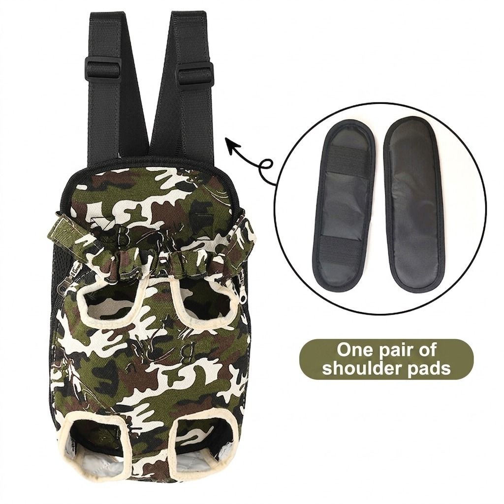 Portable Pet Front Chest Backpack for Small Dogs and Cats – Hands-Free Travel Carrier with Adjustable Straps, Breathable Mesh, and Padded Shoulder Pads for Comfortable Outdoor Adventures (M, DarkGreen)