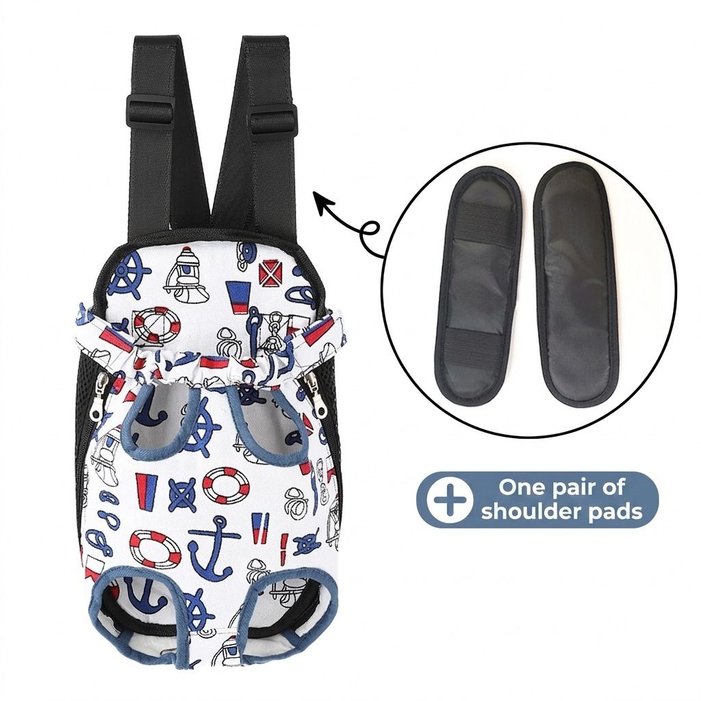 Portable Pet Front Chest Backpack for Small Dogs and Cats – Hands-Free Travel Carrier with Adjustable Straps, Breathable Mesh, and Padded Shoulder Pads for Comfortable Outdoor Adventures (M, White)