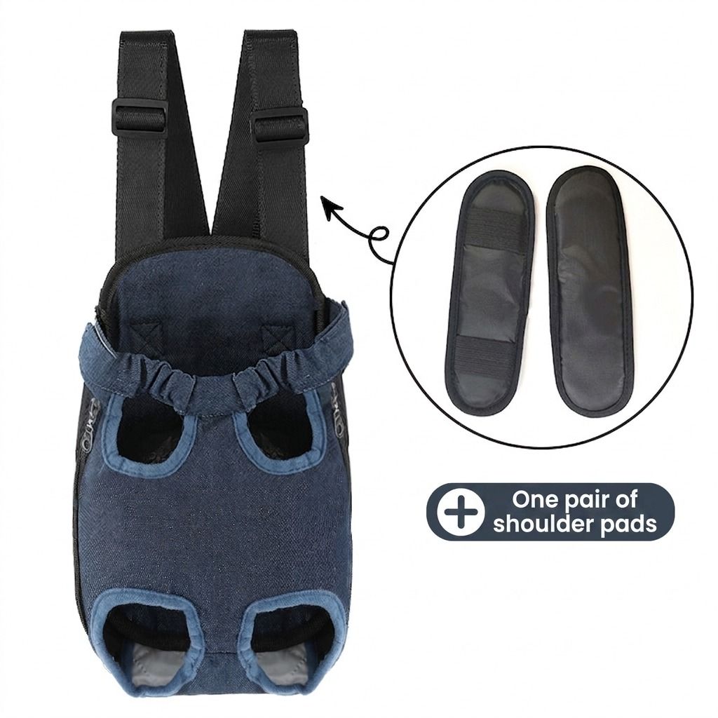 Portable Pet Front Chest Backpack for Small Dogs and Cats – Hands-Free Travel Carrier with Adjustable Straps, Breathable Mesh, and Padded Shoulder Pads for Comfortable Outdoor Adventures (XL, Navy)