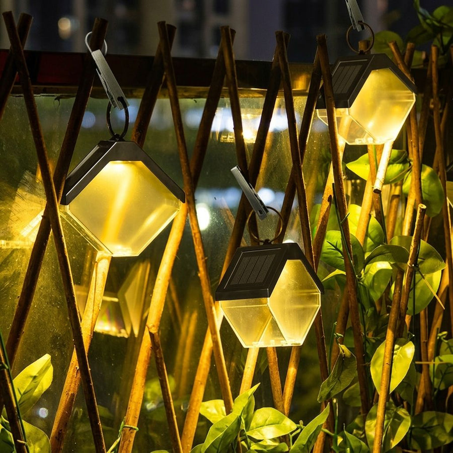Solar Ice Brick Hanging Light with Auto Dusk-to-Dawn Sensor, IP65 Waterproof Outdoor Decorative Lantern for Garden, Patio, Fence, Courtyard, Campsite, and Pathway Ambient Lighting with Warm White & RGB Multi-Color Modes (2PCS Dual-Color（Warm+RGB）)