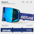 DOTUGE DGZ-12XS Ski Goggles with Italian REVO Coated Dual-Layer Anti-Fog Lens, UV400 Protection, Large Cylindrical Wide View, Compatible with Prescription Glasses, for Skiing and Snow Sports (A)