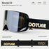 DOTUGE DGZ-12XS Ski Goggles with Italian REVO Coated Dual-Layer Anti-Fog Lens, UV400 Protection, Large Cylindrical Wide View, Compatible with Prescription Glasses, for Skiing and Snow Sports (B)