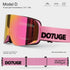 DOTUGE DGZ-12XS Ski Goggles with Italian REVO Coated Dual-Layer Anti-Fog Lens, UV400 Protection, Large Cylindrical Wide View, Compatible with Prescription Glasses, for Skiing and Snow Sports (D)