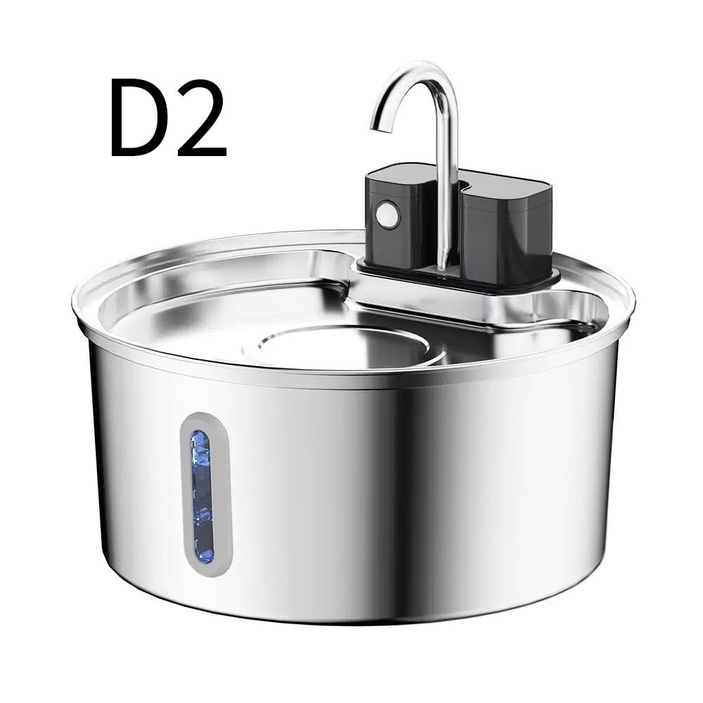 Wireless Pet Water Fountain for Cats and Small Dogs, 304 Stainless Steel, 3.2L Capacity, Rechargeable Battery, Three Flow Modes, Low Noise, Easy to Clean (D2)
