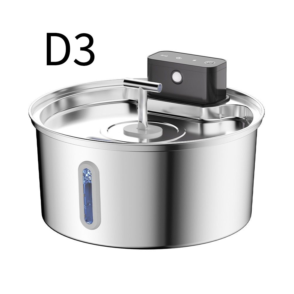 Wireless Pet Water Fountain for Cats and Small Dogs, 304 Stainless Steel, 3.2L Capacity, Rechargeable Battery, Three Flow Modes, Low Noise, Easy to Clean (D3)