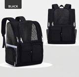 Pet Carrier Backpack for Travel, Hiking, and Vet Visits – Breathable Mesh Design with Reflective Safety Strips, Ideal for Cats and Small Dogs, Hands-Free Convenience for Outdoor Adventures (Black)