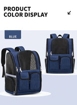 Pet Carrier Backpack for Travel, Hiking, and Vet Visits – Breathable Mesh Design with Reflective Safety Strips, Ideal for Cats and Small Dogs, Hands-Free Convenience for Outdoor Adventures (Navy)