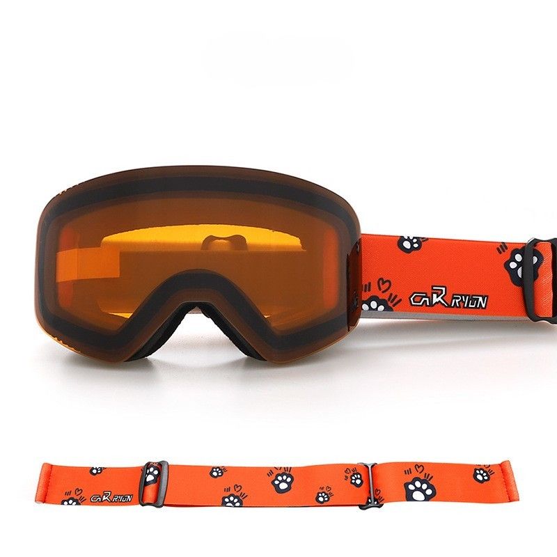 Kids Ski Goggles with Anti-Fog PC REVO Lens, UV400 Protection, Magnetic Quick-Change Lens, Compatible with Helmets & Eyeglasses, for Outdoor Snow Sports (OrangeRed)