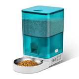 Smart Pet Feeder with WiFi and Button Control, 4L Automatic Cat and Dog Food Dispenser with Removable Stainless Steel Bowl, Ideal for Busy Owners, Travel, and Home Use (Cyan, Button Version)