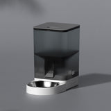 Smart Pet Feeder with WiFi and Button Control, 4L Automatic Cat and Dog Food Dispenser with Removable Stainless Steel Bowl, Ideal for Busy Owners, Travel, and Home Use (Grey, WIFI Version)