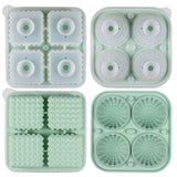 Diamond Facet Silicone Ice Cube Tray with Funnel Lid – Set of Square & Sphere Molds for Whiskey, Cocktails, and Chilled Beverages, BPA-Free Flexible Mold for Home Bar, Kitchen, and Party Use (Green)