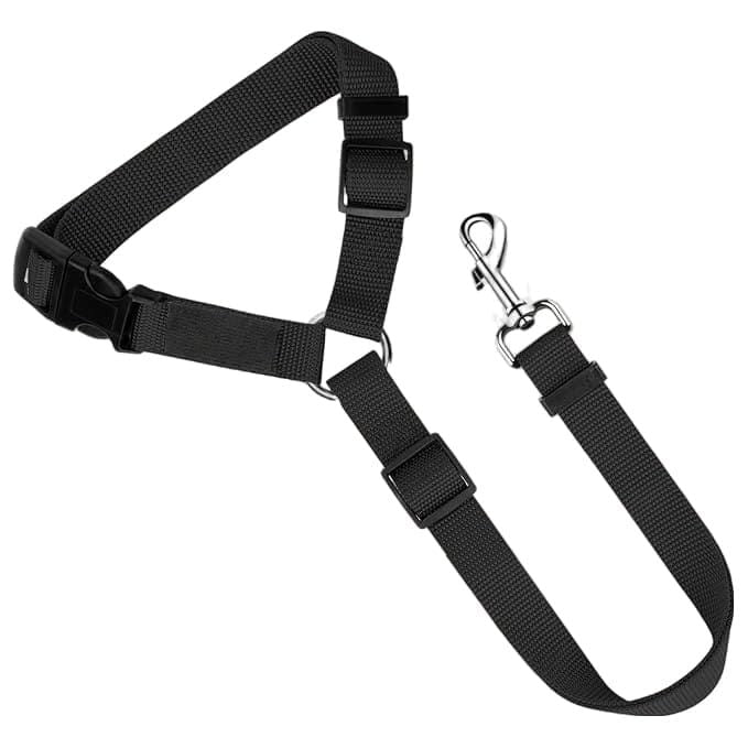 Protect Your Pet on the Road: 2-in-1 Adjustable Dog Car Safety Tether and Leash, 360° Rotating Hook for Cars and SUVs, Secure Your Cat or Dog During Travel (Black)