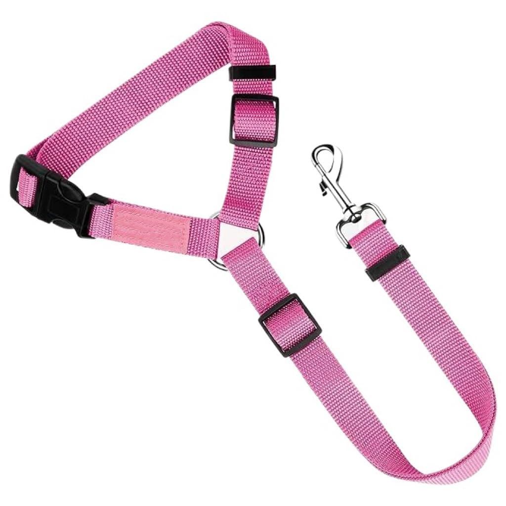Protect Your Pet on the Road: 2-in-1 Adjustable Dog Car Safety Tether and Leash, 360° Rotating Hook for Cars and SUVs, Secure Your Cat or Dog During Travel (Pink)