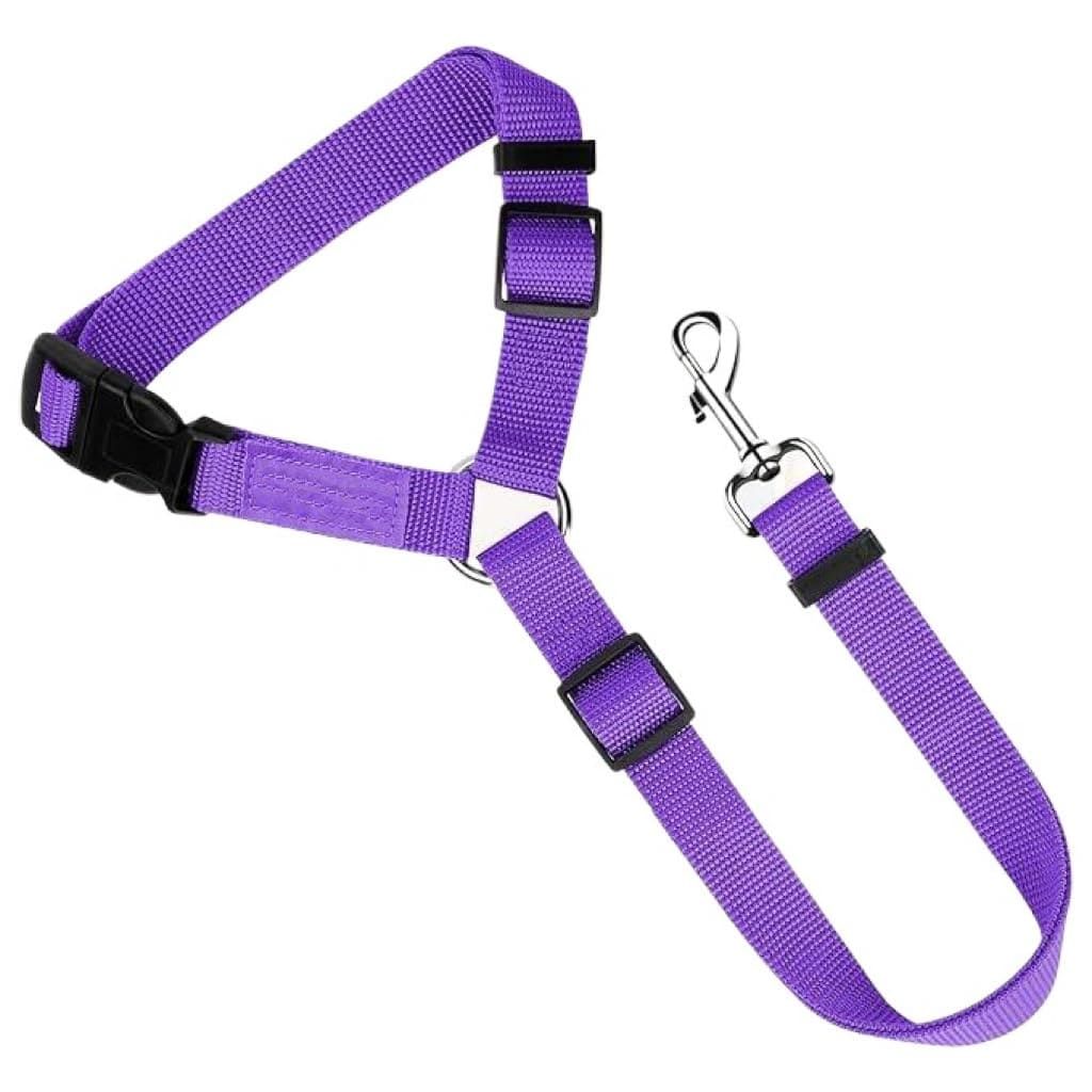 Protect Your Pet on the Road: 2-in-1 Adjustable Dog Car Safety Tether and Leash, 360° Rotating Hook for Cars and SUVs, Secure Your Cat or Dog During Travel (Purple)