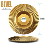 Angle Grinder Wood Carving Disc 125mm Flat Beveled Shaping Wheel for Woodworking DIY Polishing Deburring Root Carving Tea Tray Furniture Crafting (Bevel Grinding Disc, Gold)