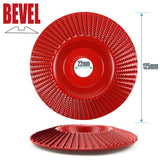 Angle Grinder Wood Carving Disc 125mm Flat Beveled Shaping Wheel for Woodworking DIY Polishing Deburring Root Carving Tea Tray Furniture Crafting (Bevel Grinding Disc, Red)