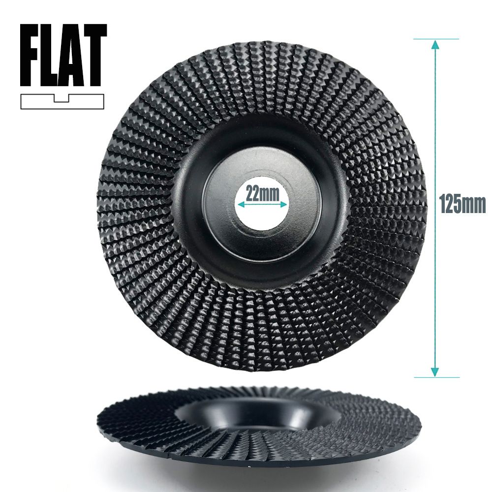 Angle Grinder Wood Carving Disc 125mm Flat Beveled Shaping Wheel for Woodworking DIY Polishing Deburring Root Carving Tea Tray Furniture Crafting (Flat Grinding Disc, Black)