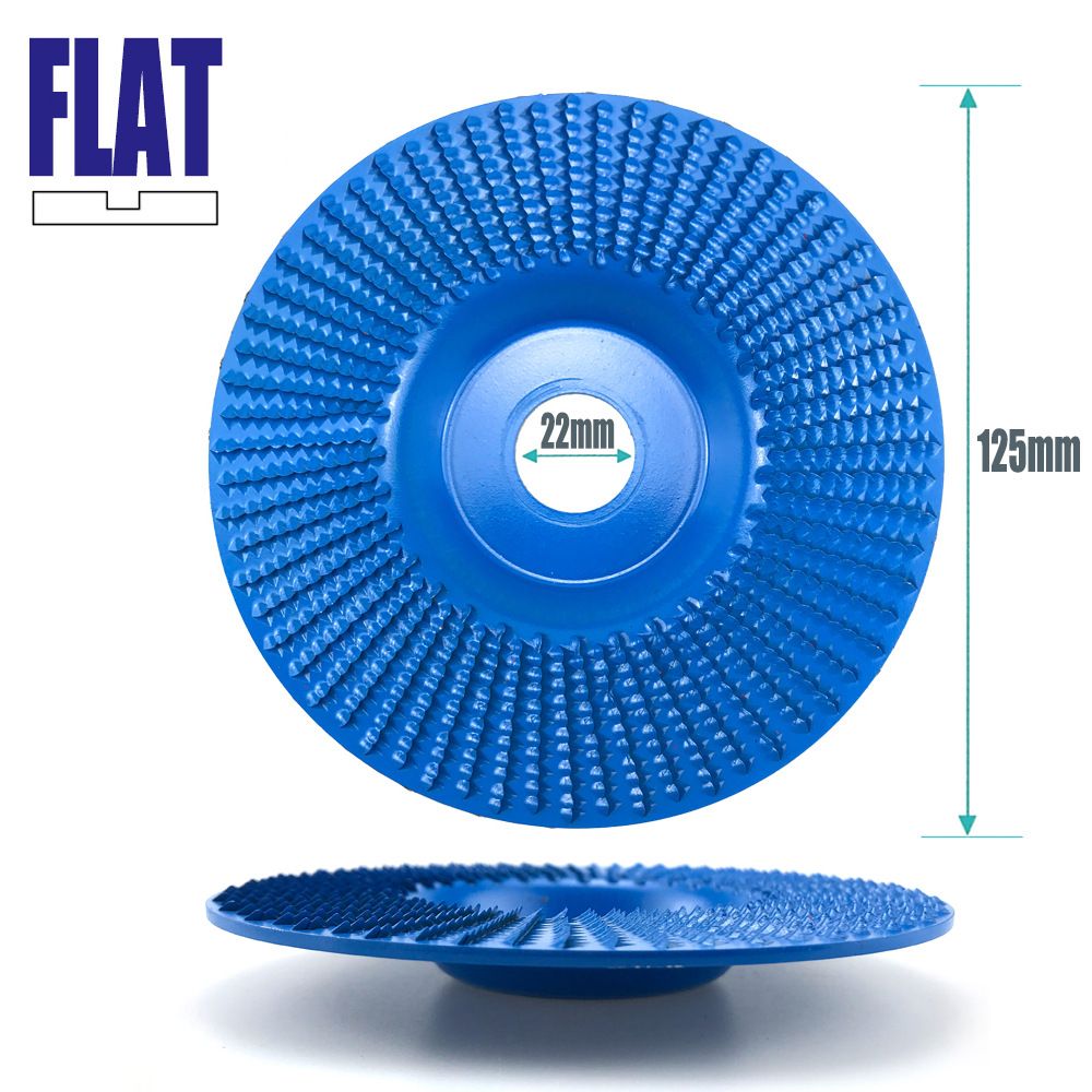 Angle Grinder Wood Carving Disc 125mm Flat Beveled Shaping Wheel for Woodworking DIY Polishing Deburring Root Carving Tea Tray Furniture Crafting (Flat Grinding Disc, Blue)