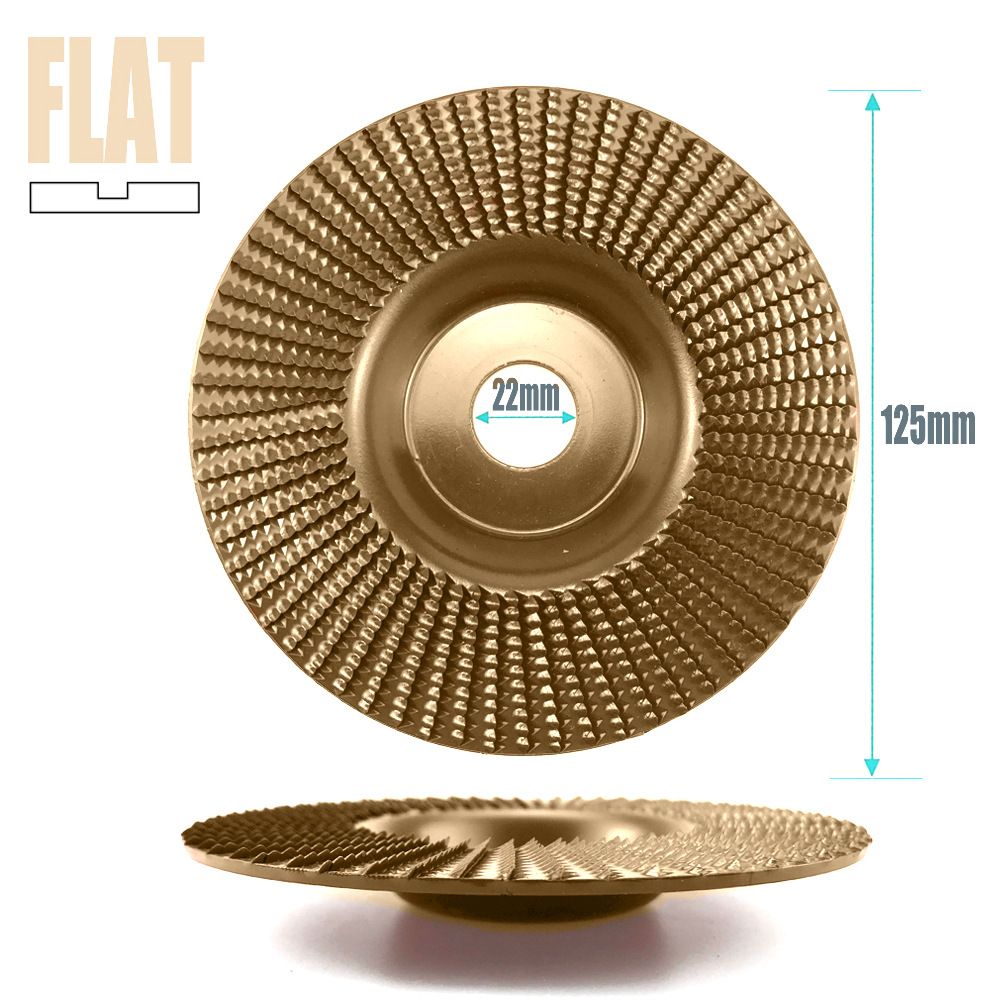 Angle Grinder Wood Carving Disc 125mm Flat Beveled Shaping Wheel for Woodworking DIY Polishing Deburring Root Carving Tea Tray Furniture Crafting (Flat Grinding Disc, Gold)
