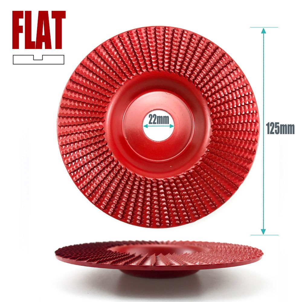 Angle Grinder Wood Carving Disc 125mm Flat Beveled Shaping Wheel for Woodworking DIY Polishing Deburring Root Carving Tea Tray Furniture Crafting (Flat Grinding Disc, Red)
