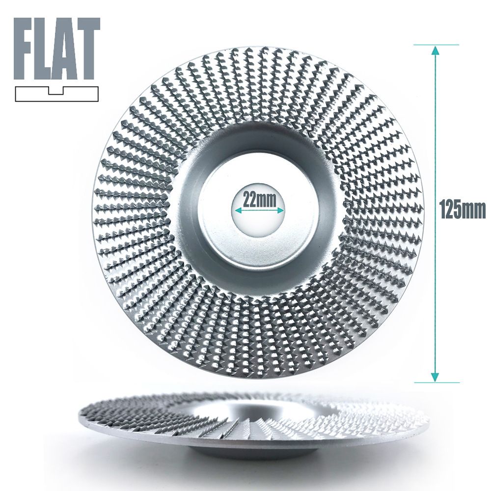 Angle Grinder Wood Carving Disc 125mm Flat Beveled Shaping Wheel for Woodworking DIY Polishing Deburring Root Carving Tea Tray Furniture Crafting (Flat Grinding Disc, Silver)