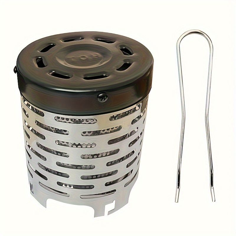 Portable Stainless Steel Camping Heater for Outdoor Cooking and Warming – Perfect for Tent, Snow, Ice Fishing, and Backpacking Trips with Detachable Handle (Black)