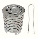 Portable Stainless Steel Camping Heater for Outdoor Cooking and Warming – Perfect for Tent, Snow, Ice Fishing, and Backpacking Trips with Detachable Handle (Silver)