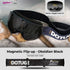 DOTUGE Magnetic Flip-Up Ski Goggles with Dual Frame Design, Anti-Fog HD Lens, Impact-Resistant TPU Frame, and Adjustable Strap for Winter Snow Sports (ObsidianBlack)