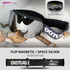 DOTUGE Magnetic Flip-Up Ski Goggles with Dual Frame Design, Anti-Fog HD Lens, Impact-Resistant TPU Frame, and Adjustable Strap for Winter Snow Sports (SpaceSilver)