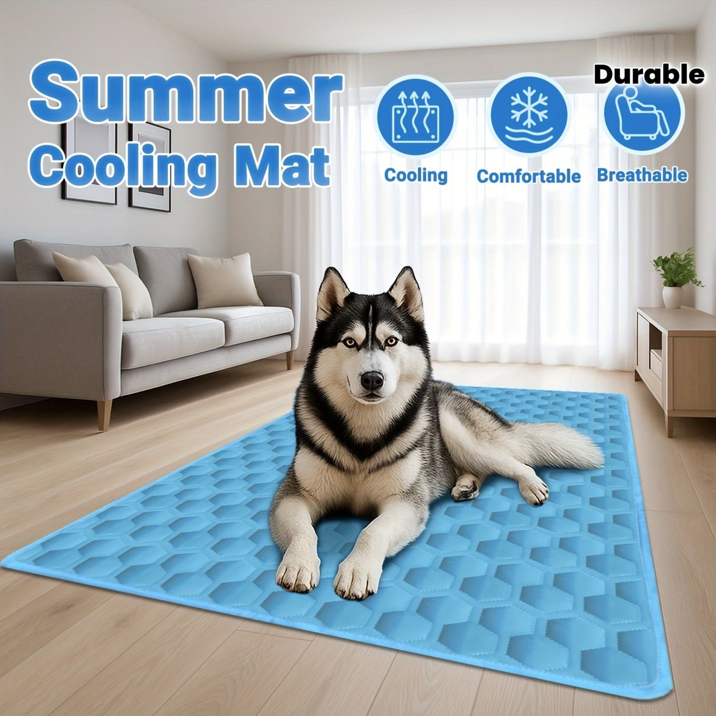 Summer Cooling Mat for Pets – Ultra-Soft, Breathable, and Durable Hexagon-Textured Surface for Instant Comfort – Ideal for Cats, Dogs, and Small Animals – Available in 5 Sizes for Year-Round Cooling Relief (M)