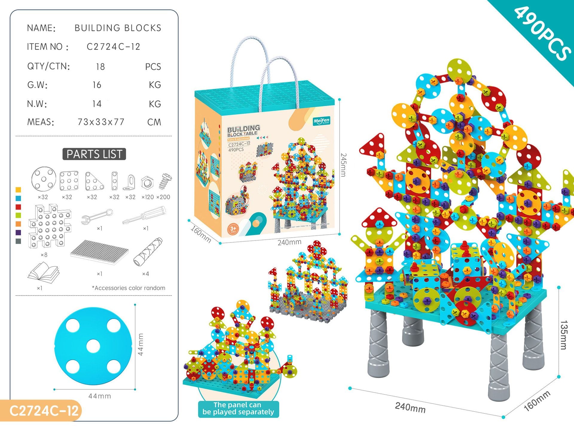 DIY Screw Assembly Building Blocks Set for Kids Ages 3-6 – Creative Educational Toy with Wrench and Screwdriver, Perfect for Parent-Child Interaction and Fine Motor Skills Development (490PCS)
