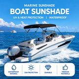 Waterproof 600D Oxford Bimini Top Sun Shade Canopy with Storage Boot for Small Boats, Speedboats, Kayaks, Fishing Boats and Leisure Yachts, All-Season Sun and Rain Protection (Grey, 4 Bow, 73"-78" (200-213cm))