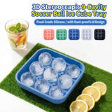 Create Soccer Ball Ice Cubes & Treats with This 9-Cavity Silicone Mold – Perfect for Chilling Drinks, Cocktails, or Baking Chocolate Desserts with a Fun 3D Sports Theme (Blue)