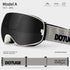 DOTUGE DGQ-D07 Magnetic Flip Ski Goggles with REVO Coated Dual-Layer Anti-Fog Spherical Lens, UV400 Protection, OTG Design, and Wide Field of View for Snow Sports (A)