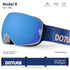 DOTUGE DGQ-D07 Magnetic Flip Ski Goggles with REVO Coated Dual-Layer Anti-Fog Spherical Lens, UV400 Protection, OTG Design, and Wide Field of View for Snow Sports (B)