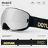 DOTUGE DGQ-D07 Magnetic Flip Ski Goggles with REVO Coated Dual-Layer Anti-Fog Spherical Lens, UV400 Protection, OTG Design, and Wide Field of View for Snow Sports (E)