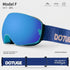 DOTUGE DGQ-D07 Magnetic Flip Ski Goggles with REVO Coated Dual-Layer Anti-Fog Spherical Lens, UV400 Protection, OTG Design, and Wide Field of View for Snow Sports (F)