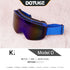 DOTUGE DGZ-Z12 Ski Goggles with REVO Coating, Anti-Fog, HD Dual-Layer PC Lens, TPU Frame, Impact-Resistant Sponge, Adjustable Strap, Large Field Cylindrical Design, Compatible with Prescription Glasses, Ideal for Snow Sports, Skiing, Snowboarding, and Mou
