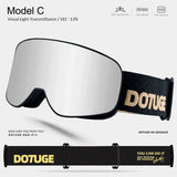 DOTUGE Kids Snow Goggles with Magnetic Flip Design, Anti-Fog HD Lens & UV400 Protection, Compatible with Prescription Glasses, Ideal for Skiing, Snowboarding, and Winter Outdoor Adventures (C)