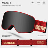 DOTUGE Kids Snow Goggles with Magnetic Flip Design, Anti-Fog HD Lens & UV400 Protection, Compatible with Prescription Glasses, Ideal for Skiing, Snowboarding, and Winter Outdoor Adventures (F)