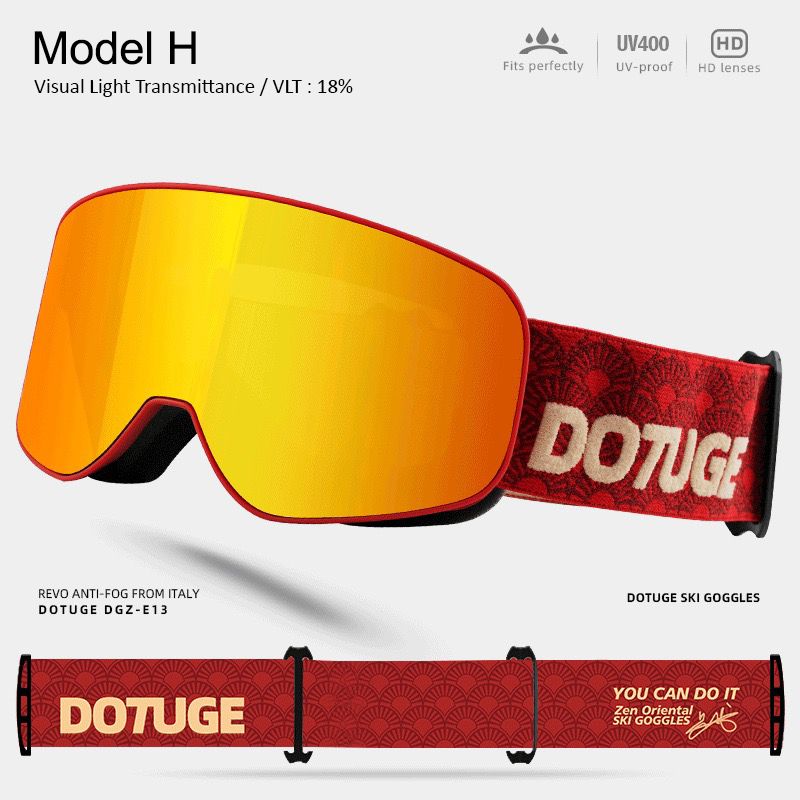DOTUGE Kids Snow Goggles with Magnetic Flip Design, Anti-Fog HD Lens & UV400 Protection, Compatible with Prescription Glasses, Ideal for Skiing, Snowboarding, and Winter Outdoor Adventures (H)
