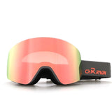 Cylindrical Snow Goggles with Anti-Fog Dual-Layer PC Lens, Impact-Resistant TPU Frame, and Adjustable Silicone-Grip Strap for Skiing, Snowboarding, and Mountaineering in Sunny Conditions (Pink)