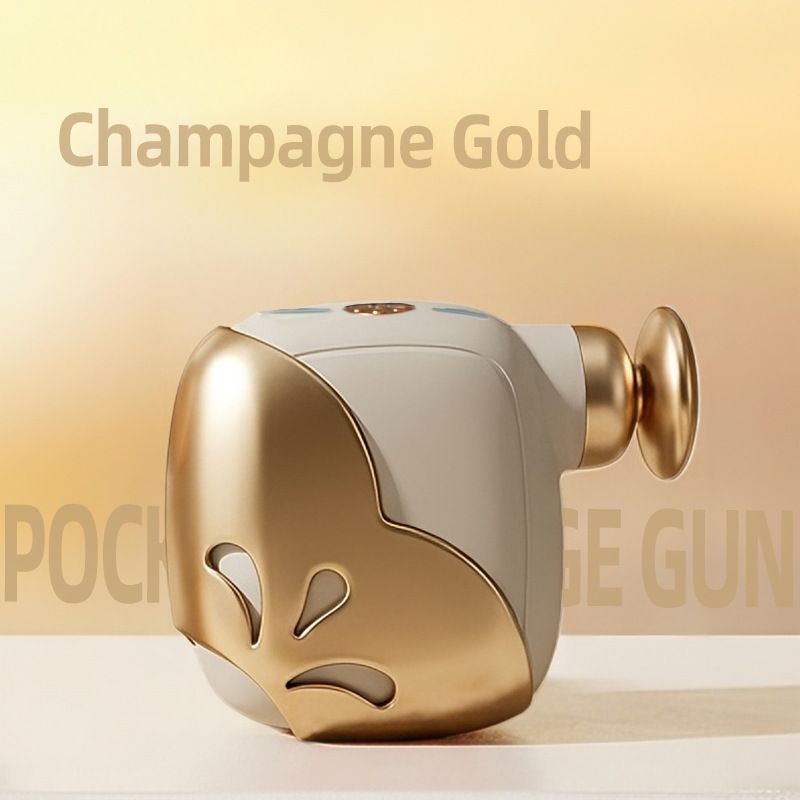 Pocket Mini Massage Gun for Home Office Travel Muscle Relief Portable Handheld Percussion Device with Interchangeable Heads (Gold)