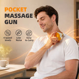 Pocket Mini Massage Gun for Home Office Travel Muscle Relief Portable Handheld Percussion Device with Interchangeable Heads (Orange)