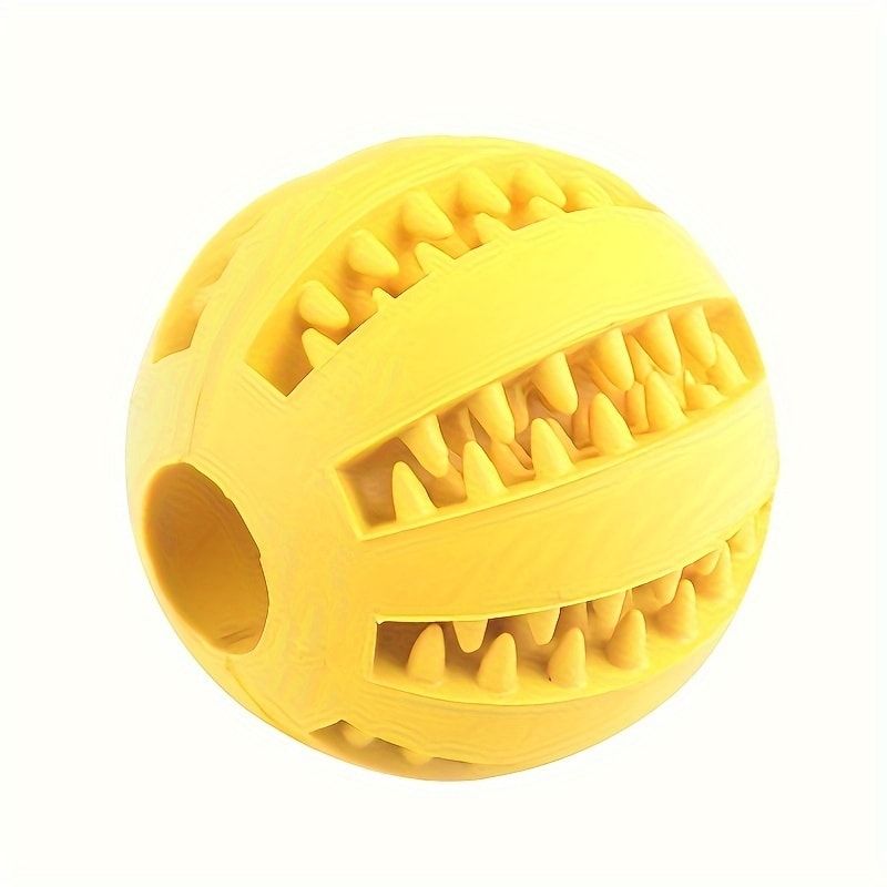 Interactive Dog Chew Toy for Small Breeds - Durable Rubber Treat Dispensing Ball for Dental Cleaning, Slow Feeding, and Fun Playtime with Your Furry Friend (5cm, Yellow)