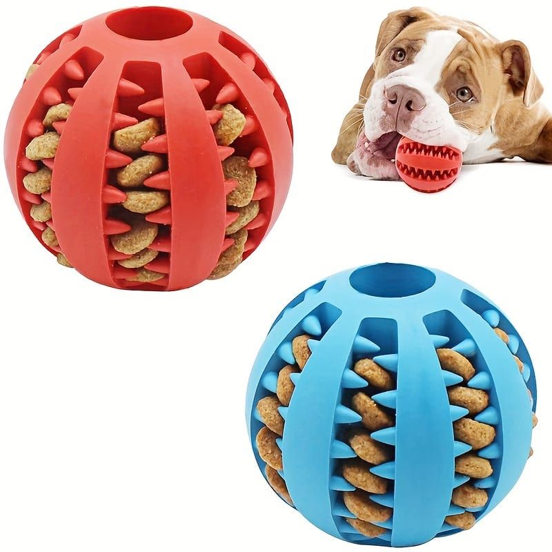 Interactive Dog Chew Toy for Small Breeds - Durable Rubber Treat Dispensing Ball for Dental Cleaning, Slow Feeding, and Fun Playtime with Your Furry Friend (5cm, Red)