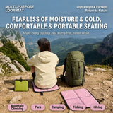 Ultralight Portable Folding Seat Cushion – Waterproof, Tear-Resistant PU Outdoor Mat for Hiking, Camping, Picnics, and Park Relaxation with Carabiner Clip and Compact Foldable Design (Pink)