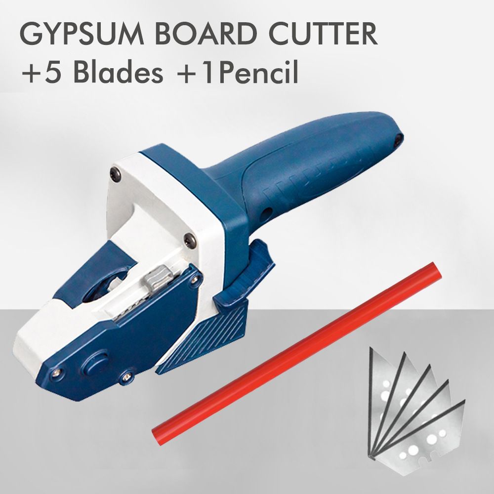 Multifunctional Gypsum Board Cutter with Measuring Tape and Marking Pencil, Gun-Style Handheld Tool for Cutting Drywall, Foam Board, KT Board and Cardboard in Renovation and DIY Craft Projects (Drywall Cutter (with 5 Blades))